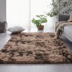 Shag Area Rug, 4'x6' Tie-Dyed Coffee Living Room Rug - Image 2