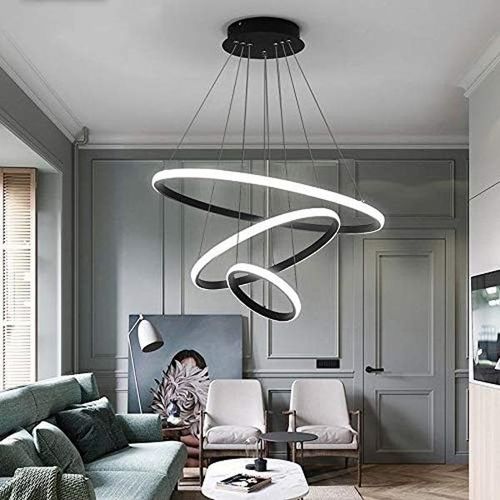 limls Luxury Italian Modern Led Stylish Lighting Black Chrome Plated 3 Ring - Image 1
