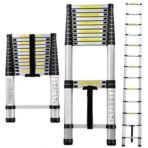 Portable Adjustable Aluminum Telescopic Ladder Foldable Ladder Straight Type 3.2M/ 10Fts